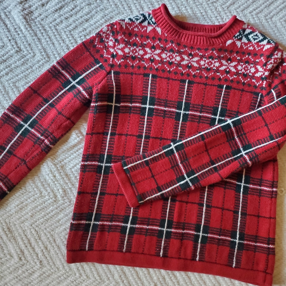 Vintage Cabincore Plaid Fairisle Sweater